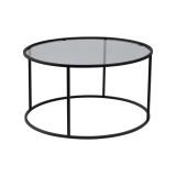 Tavolino da salotto Guidi, Tavolo basso da caffè, Portariviste per divano, Ripiano da soggiorno, 80x80 h43 cm, Nero e Grigio
