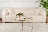 Tavolino da salotto Guidi, Tavolo basso da caffè, Portariviste per divano, Ripiano da soggiorno, 80x80 h43 cm, Oro e Trasparente