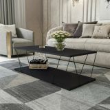 Tavolino da salotto Harmonia, Tavolo basso da soggiorno, Ripiano da caffè, Tavolino per divano, 120x50h30 cm, Antracite e Nero