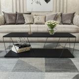 Tavolino da salotto Harmonia, Tavolo basso da soggiorno, Ripiano da caffè, Tavolino per divano, 120x50h30 cm, Antracite e Nero
