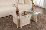 Tavolino da salotto Illasi, Tavolo basso da caffè, Portariviste per divano, Ripiano da soggiorno, 105x65 h40 cm, Beige