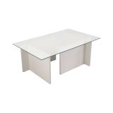 Tavolino da salotto Illasi, Tavolo basso da caffè, Portariviste per divano, Ripiano da soggiorno, 105x65 h40 cm, Bianco