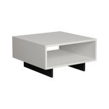 Tavolino da salotto Iocaste, Tavolo basso da caffè, Portariviste per divano, Ripiano da soggiorno, 60x60 h32 cm, Bianco e Antracite