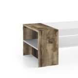 Tavolino da salotto Jonni, Tavolo basso da caffè, Mobiletto portariviste, 100% Made in Italy, cm 110x60h40, Bianco lucido e Acero