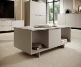 Tavolino da salotto Leiria, Con ante e vani contenitore, Rialzato da terra, 100x55 h55 cm, Beige