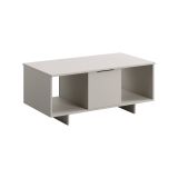 Tavolino da salotto Leiria, Con ante e vani contenitore, Rialzato da terra, 100x55 h55 cm, Beige