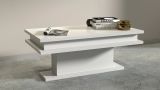 Tavolino da salotto Leon, Tavolo basso da caffè, Mobiletto portariviste, 100% Made in Italy, cm 100x55h42, Bianco lucido