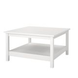 Tavolino da salotto Leonie, Tavolo basso da caffè, Portariviste per divano, Ripiano da soggiorno, 81x81 h45 cm, Bianco