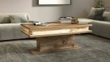 Tavolino da Salotto Marrone Acero Luce led Forma Rettangolare 100x55x42h cm, Colore Ripiano Marrone Made in Italy - Leon