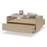 Tavolino da Salotto Marrone Chiaro Marrone Rovere un Cassetto un Vano 96x40x43h cm, Forma Rettangolare - Karisasa