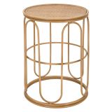 Tavolino da Salotto Marrone Effetto Rattan Forma Rotondo 40x40x55h cm, Colore Ripiano Marrone - Socotr