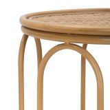 Tavolino da Salotto Marrone Effetto Rattan Forma Rotondo 40x40x55h cm, Colore Ripiano Marrone - Socotr