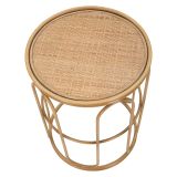 Tavolino da Salotto Marrone Effetto Rattan Forma Rotondo 40x40x55h cm, Colore Ripiano Marrone - Socotr