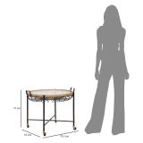 Tavolino da Salotto Marrone Nero con Ruote Forma Rotondo 57x65x71h cm, Colore Ripiano Trasparente - TamDao