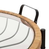 Tavolino da Salotto Marrone Nero con Ruote Forma Rotondo 57x65x71h cm, Colore Ripiano Trasparente - TamDao