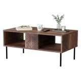 Tavolino da Salotto Marrone Noce 2 Vani Forma Rettangolare 100x55x43h cm, Sfumatura Colore Ripiano Noce - Gadon