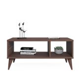 Tavolino da Salotto Marrone Noce 2 Vani Forma Rettangolare 90x40x55h cm, Materiale Piano in Legno Nobilitato