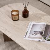 Tavolino da Salotto Marrone Noce Beige Marmo Forma Ovale Materiale Piano in Legno Nobilitato 119x60x40h cm, Colore Ripiano Beige - Elain