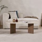 Tavolino da Salotto Marrone Noce Beige Marmo Forma Ovale Materiale Piano in Legno Nobilitato 119x60x40h cm, Colore Ripiano Beige - Elain