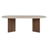 Tavolino da Salotto Marrone Noce Beige Marmo Forma Ovale Materiale Piano in Legno Nobilitato 119x60x40h cm, Colore Ripiano Beige - Elain