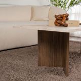 Tavolino da Salotto Marrone Noce Beige Marmo Forma Rettangolare Materiale Piano in Legno Nobilitato 119x60x40h cm, Colore Ripiano Beige - Turate