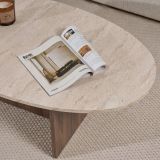 Tavolino da Salotto Marrone Noce Beige Marmo Forma Rettangolare Materiale Piano in Legno Nobilitato 120x65x40h cm, Colore Ripiano Beige - Parona
