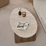 Tavolino da Salotto Marrone Noce Beige Marmo Forma Rettangolare Materiale Piano in Legno Nobilitato 120x65x40h cm, Colore Ripiano Beige - Parona
