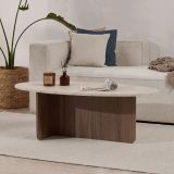 Tavolino da Salotto Marrone Noce Beige Marmo Forma Rettangolare Materiale Piano in Legno Nobilitato 120x65x40h cm, Colore Ripiano Beige - Parona