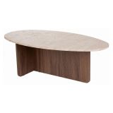 Tavolino da Salotto Marrone Noce Beige Marmo Forma Rettangolare Materiale Piano in Legno Nobilitato 120x65x40h cm, Colore Ripiano Beige - Parona