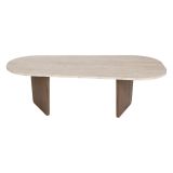 Tavolino da Salotto Marrone Noce Beige Marmo Forma Rettangolare Materiale Piano in Legno Nobilitato 130x65x40h cm, Colore Ripiano Beige - Dozza
