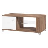 Tavolino da Salotto Marrone Noce Bianco 3 Vani con Piedini 118x60x48.5h cm, Forma Rettangolare - Treiso