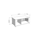 Tavolino da Salotto Marrone Noce Bianco 3 Vani con Piedini 118x60x48.5h cm, Forma Rettangolare - Treiso
