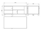 Tavolino da Salotto Marrone Noce Bianco 3 Vani con Piedini 118x60x48.5h cm, Forma Rettangolare - Treiso