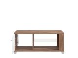 Tavolino da Salotto Marrone Noce Bianco 3 Vani con Piedini 118x60x48.5h cm, Forma Rettangolare - Treiso