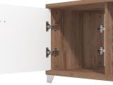 Tavolino da Salotto Marrone Noce Bianco 3 Vani con Piedini 118x60x48.5h cm, Forma Rettangolare - Treiso