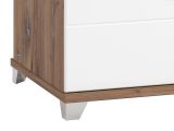 Tavolino da Salotto Marrone Noce Bianco 3 Vani con Piedini 118x60x48.5h cm, Forma Rettangolare - Treiso
