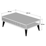 Tavolino da Salotto Marrone Noce Bianco con Piedini un Vano 105x60x35h cm, Forma Rettangolare - Sangiano