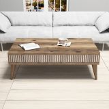 Tavolino da Salotto Marrone Noce Bianco con Piedini un Vano 105x60x35h cm, Forma Rettangolare - Sangiano