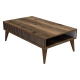 Tavolino da Salotto Marrone Noce Bianco con Piedini un Vano 105x60x35h cm, Forma Rettangolare - Sangiano