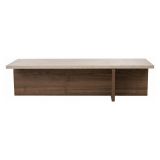 Tavolino da Salotto Marrone Noce Bianco Marmo Forma Rettangolare Materiale Piano in Legno Nobilitato 120x45x30h cm, Colore Ripiano Bianco - Marmorito