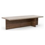 Tavolino da Salotto Marrone Noce Bianco Marmo Forma Rettangolare Materiale Piano in Legno Nobilitato 120x45x30h cm, Colore Ripiano Bianco - Marmorito