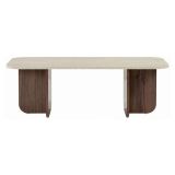 Tavolino da Salotto Marrone Noce Bianco Marmo Forma Rettangolare Materiale Piano in Legno Nobilitato 120x60x41h cm, Colore Ripiano Bianco - Nomeva