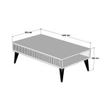 Tavolino da Salotto Marrone Noce Bianco Marmo Portariviste un Vano 105x60x35h cm, Forma Rettangolare - Atrani