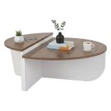Tavolino da Salotto Marrone Noce Bianco Portariviste Forma Rettangolare 90x60x35h cm, Colore Ripiano Marrone - Mansue