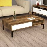Tavolino da Salotto Marrone Noce Bianco Portariviste un Vano 105x60x33h cm, Forma Rettangolare - Diadem