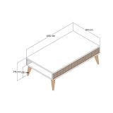 Tavolino da Salotto Marrone Noce Bianco Portariviste un Vano 105x60x35h cm, Forma Rettangolare - Atrani