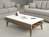 Tavolino da Salotto Marrone Noce Bianco Portariviste un Vano 105x60x35h cm, Forma Rettangolare - Atrani
