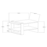 Tavolino da Salotto Marrone Noce Bianco un Vano Forma Rettangolare 80x50x35h cm, Colore Ripiano Marrone - Cambiago