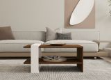 Tavolino da Salotto Marrone Noce Bianco un Vano Forma Rettangolare 80x50x35h cm, Colore Ripiano Marrone - Cambiago