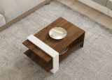 Tavolino da Salotto Marrone Noce Bianco un Vano Forma Rettangolare 80x50x35h cm, Colore Ripiano Marrone - Cambiago